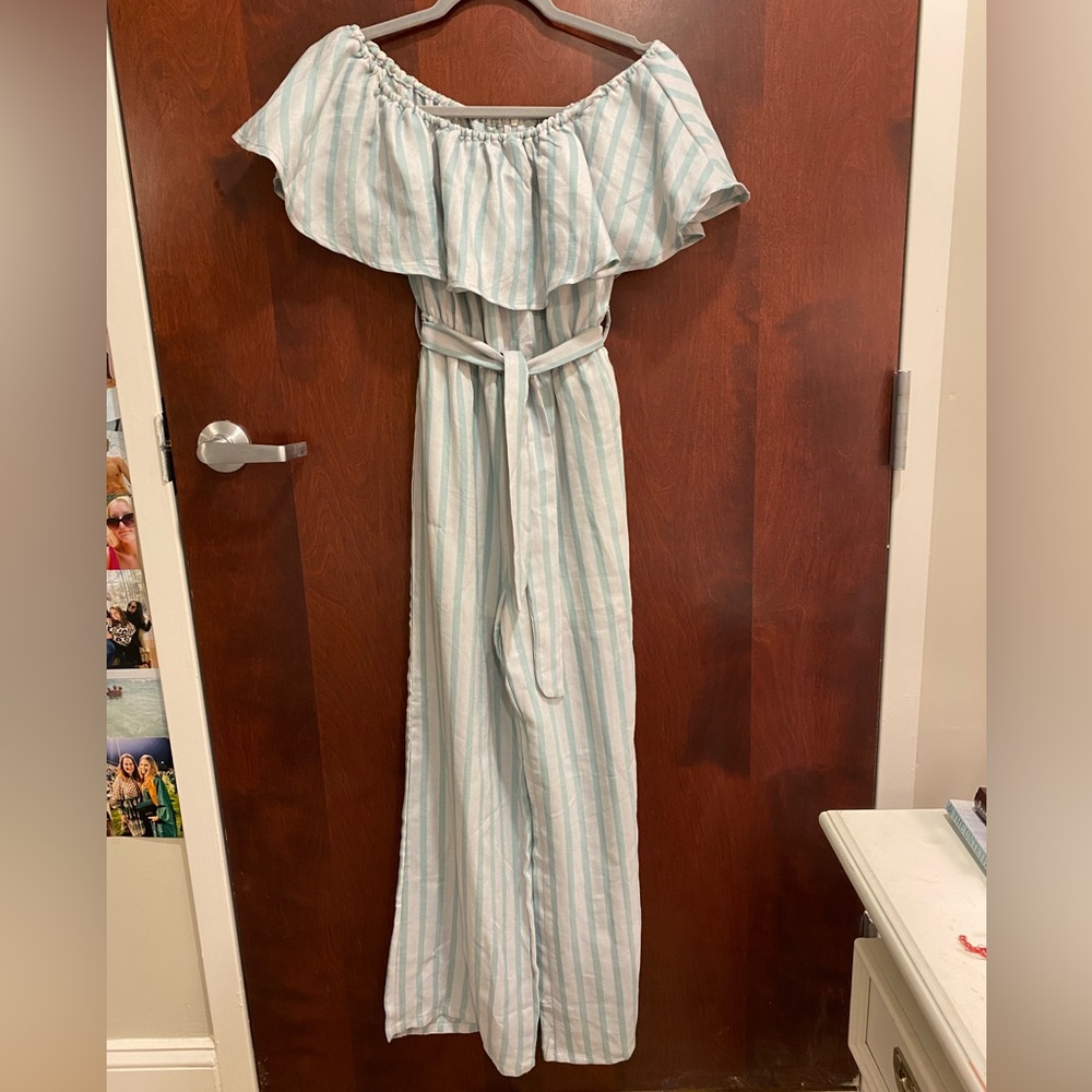 Blue striped jumpsuit